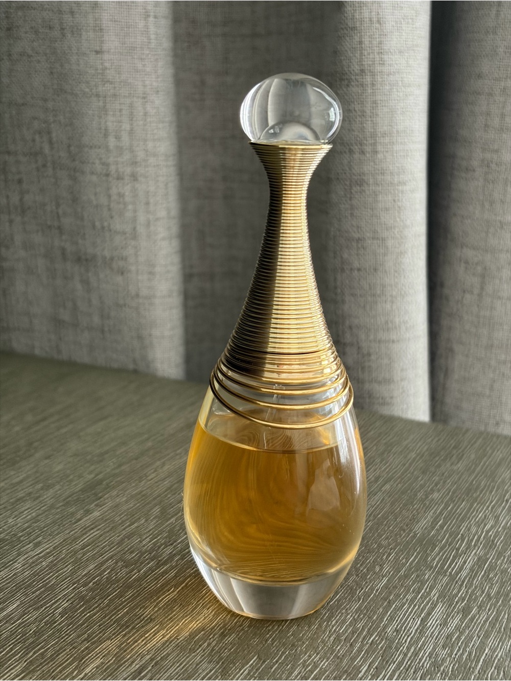 Dior Gold and Clear Glass Decanter with Orb Stopper